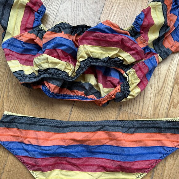 Lisa Marie Fernandez Leandra Two-Piece Bikini Multicolored Stripes Bubble Sleeve - Picture 9 of 9